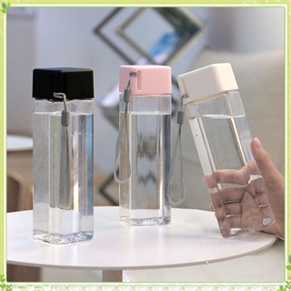 ขวดน้ําใส ทรงสี่เหลี่ยม แบน ไร้ BPA ขนาด 480 มล. จุน้ําได้เยอะ พกพาง่าย สําหรับนักเรียน