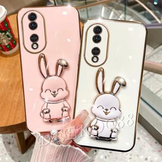 ใหม่ เคสโทรศัพท์มือถือนิ่ม ลายการ์ตูนกระต่ายน่ารัก 3D พร้อมขาตั้ง สําหรับ Honor 90 Lite X8a Magic5 Pro 5G 4G 2023 Honor90Lite Honor90