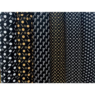 ผ้าเมตร ผ้าคอตต้อน 100% ลายหลุยส์ลายแบลายแบรนด์เนม กุชชี่ ชา…