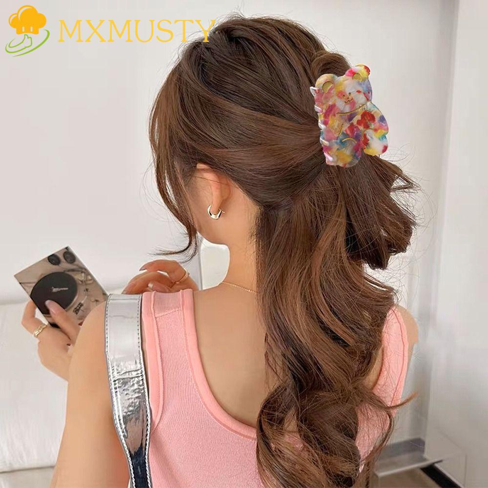 Mxmusty กิ๊บติดผม ลายการ์ตูนหมี สีรุ้ง สไตล์เกาหลี สร้างสรรค์ ขนาดใหญ่ สีแคนดี้