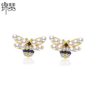 [0721]YWTM-EH Jinse Wasp Ear Studs Korean Style Fashion New Copper Inlaid Zirconium Pearl Bee Cute Earrings Wearring by Online Celebrities Earrings Cute Sweet Cool Y2K DXPY