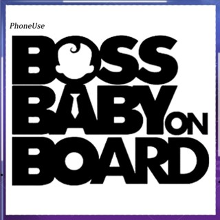 สติกเกอร์สะท้อนแสง ลาย Boss Baby On Board สําหรับติดตกแต่งหน้าต่างรถยนต์