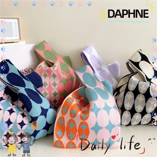 Daphne กระเป๋าถือ กระเป๋าสะพายไหล่ กระเป๋าช้อปปิ้ง ผ้าถัก ลายสก๊อต