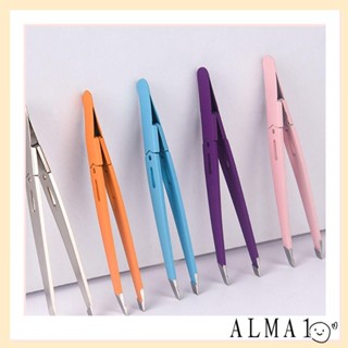 Alma 2 ชิ้น แหนบคิ้ว, สเตนเลส ดูแลผิวหน้า ต่อขนตา, เครื่องมือแต่งหน้า อเนกประสงค์ ที่มีสีสัน เอียง ตา คิ้ว คลิป ผู้หญิง และผู้ชาย