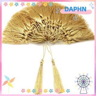 DAPHS พู่ ผ้าโพลีเอสเตอร์ แบบนิ่ม แฮนด์เมด ขนาดเล็ก 5 นิ้ว สีทอง สไตล์จีน 100 ชิ้น