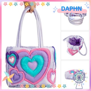 DAPHS กระเป๋าโท้ท ผ้าฝ้าย ขนาดใหญ่ ลายหัวใจน่ารัก สีสันสดใส