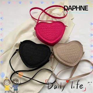 Daphne กระเป๋าถือ กระเป๋าสะพายไหล่ ผ้าสักหลาด ลายหัวใจ สีสันสดใส แฟชั่นเรโทร สําหรับเด็กผู้หญิง