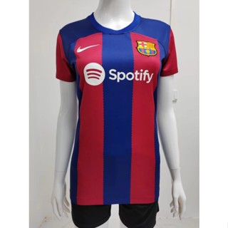 เสื้อกีฬาแขนสั้น ลายทีมชาติฟุตบอล Barcelona 2023-24 ชุดเหย้า สําหรับผู้หญิง