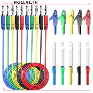 Faccfki ชุดโพรบทดสอบสายไฟ PVC ปากจระเข้ 4 มม. โพรบทดสอบมัลติมิเตอร์ 100 ซม. ทองแดงบริสุทธิ์ CAT III1000V 10A 15 ชิ้น