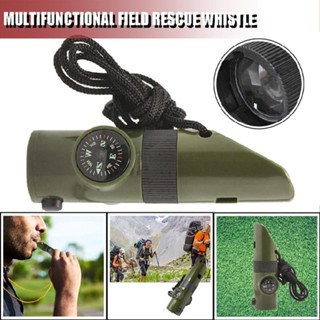 New 7-in-1 Outdoor Survival Whistle Compass Magnifier Flashlight Thermometer