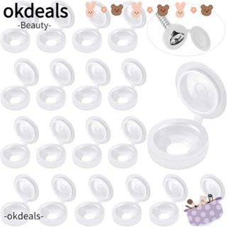 Okdeals ฝาครอบสกรูบานพับพลาสติก 5 มม. สีขาว อุปกรณ์เสริม สําหรับตู้ 100 ชิ้น