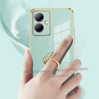 พร้อมส่ง ขายดี เคสโทรศัพท์มือถือ TPU นิ่ม ขอบตรง แวววาว พร้อมแหวนขาตั้ง สําหรับ VIVOY27 VIVO Y27 Y36 Y78 5G 2023