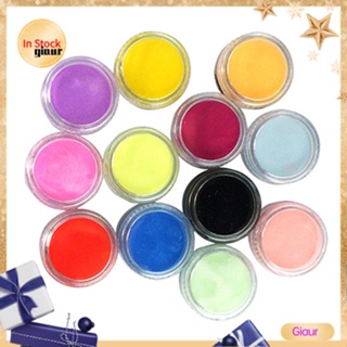 Giaurz ชุดผงเจล UV อะคริลิค 3D คละสี สําหรับตกแต่งเล็บ 12 สี