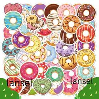 LANSEL สติกเกอร์ ลายโดนัท กันน้ํา สีสันสดใส สําหรับติดตกแต่งกระเป๋าเดินทาง แล็ปท็อป ปาร์ตี้