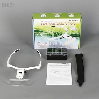 ShiZi แว่นขยายแบบติดหัวพร้อมไฟ LED กำลังขยาย 5 ชนิดแบบพกพายาวขยายแว่นขยาย 3.5 เท่า