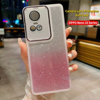 เคสโทรศัพท์ OPPO Reno 10 Pro Plus 5G Reno10 10Pro 2023เคสโทรศัพท์มือถือแบบนิ่ม TPU ใส กันกระแทก กันรอยเลนส์กล้อง แต่งกลิตเตอร์ฟอยล์ ระยิบระยับ แฟชั่น สําหรับ