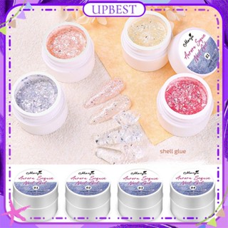 ♕ Monja Brocade Shell Nail Polish Gel Ice Transparent Aurora Color Super Flash Fine Glitter Canned Phototherapy Glue Nail Art For Nail Shop 5g 4 Designs UPBEST