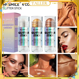 ✧Ready Stcok Mlsmile High-gloss Stick Pearlescent Sequins Brightening Face Body Skin Three-dimensional Glitter Stick Waterproof Long Lasting Party Face Makeup 4 Colors TALLER