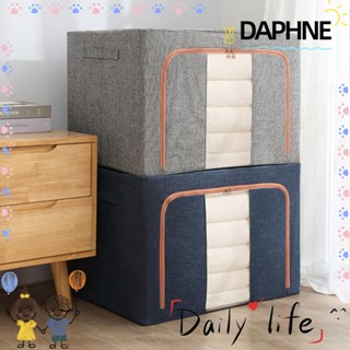 Daphne กล่องเก็บของ ผ้าลินิน หน้าต่างเดี่ยว พับได้ กรอบของเล่น ผ้าห่ม เสื้อผ้า กล่องเก็บของ เหล็ก