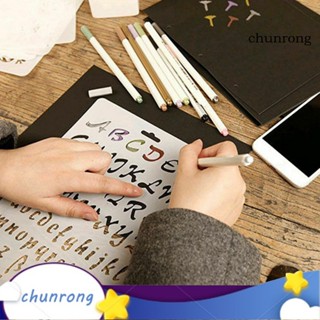 Chunrong ไม้บรรทัดแม่แบบ ลายฉลุตัวอักษรภาษาอังกฤษ ตัวเลข DIY สําหรับวาดภาพ สมุดภาพ