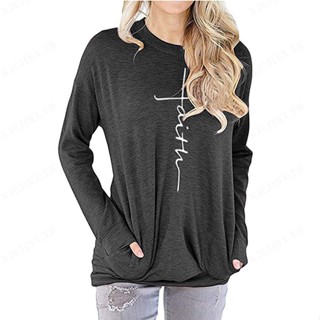 【pre】เสื้อเชิ้ตคอกลม แขนยาว พิมพ์ลาย Missys Pocket
