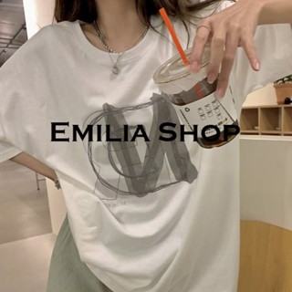 EMILIA SHOP  ครอป เสื้อยืดผู้หญิง สไตล์เกาหลี  ทันสมัย พิเศษ Chic Beautiful A99J21U 36Z230909