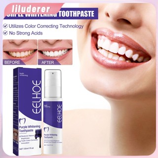 Eelhoe Purple Whitening Toothpaste Tooth Cleaning Care Remove Stains Dazzling White Odor Fresh Oral HO