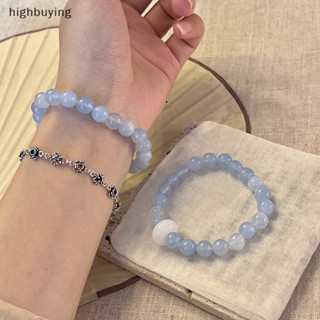 [highbuying] สร้อยข้อมือ ประดับลูกปัดคริสตัล สีฟ้า แฮนด์เมด สไตล์วินเทจ เครื่องประดับ สําหรับผู้หญิง พร้อมส่ง