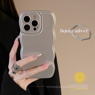 For เคสไอโฟน 14 Pro Max [Silver Wave Shape Airbag] เคส Phone Case For iPhone 14 Pro Max Plus 13 12 11 For เคสไอโฟน11 Ins Korean Style Retro Classic Couple Shockproof Protective TPU Cover Shell