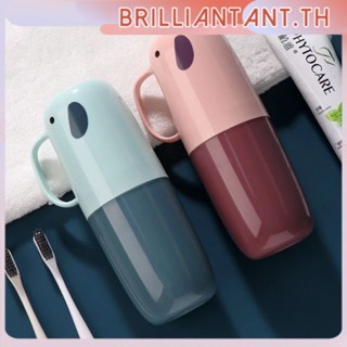 2 In 1 แปรงสีฟันแบบพกพา Travel Camping ยาสีฟันฝาครอบผู้ถือแปรงสีฟัน 1 ชิ้นกล่องกล่องเก็บ bri