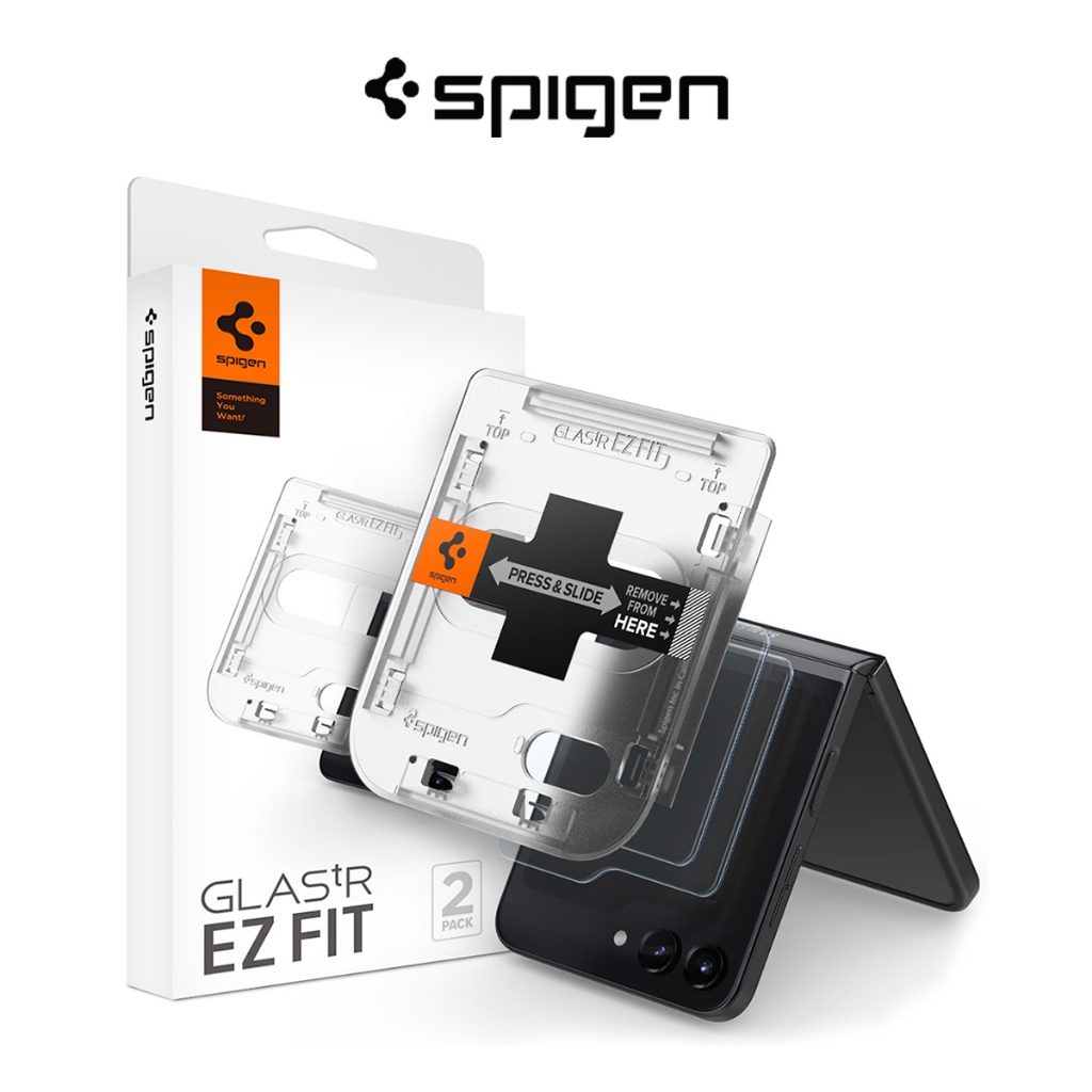 [ 2 แพ ็ ค ] Spigen Galaxy Z Flip 5 กระจกนิรภัย EZ Fit Samsung Galaxy Z Flip 5 ป ้ องกันหน ้ าจอพร ้ อมความแข ็ ง 9H
