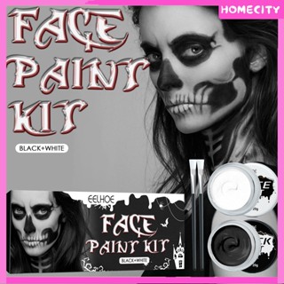 [พร้อม] Eelhoe Face Paint Set Halloween Black And White Body Paint Body Paint Vampire Zombie Skeleton Face Makeup Paint