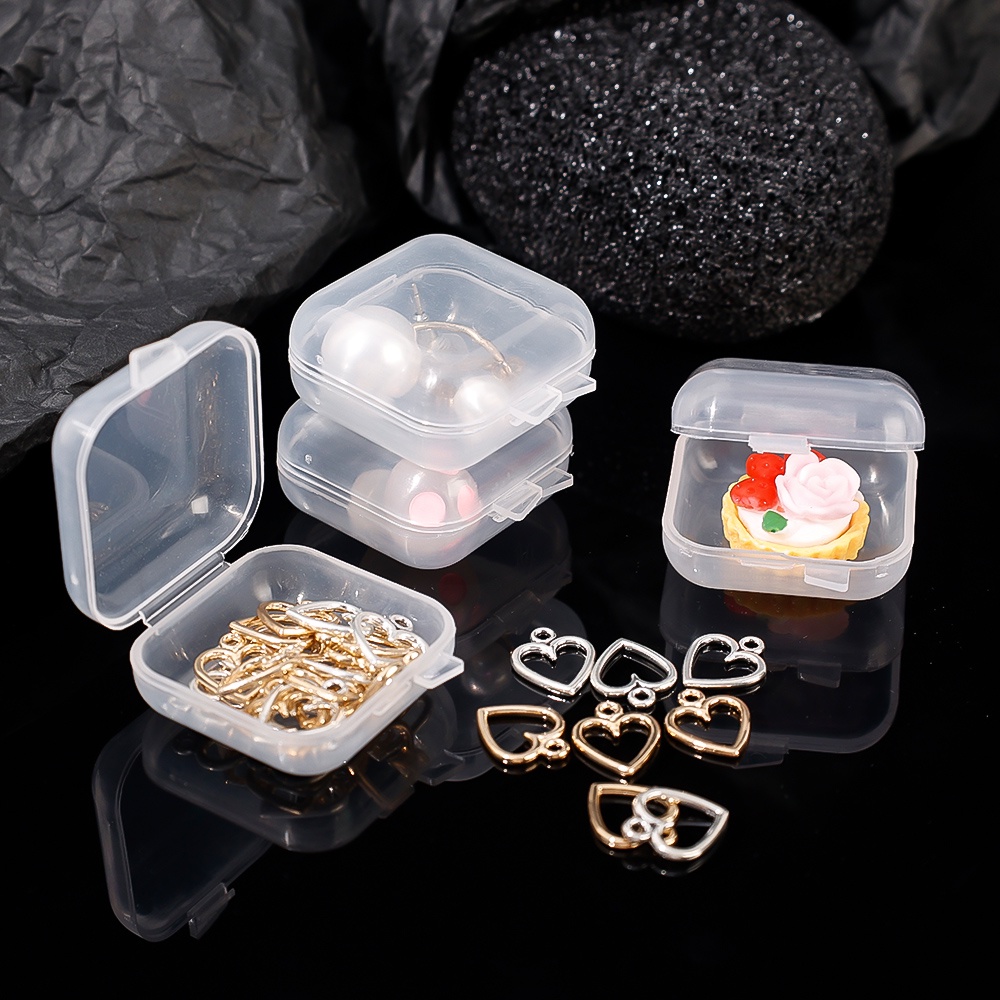 กล่องพลาสติกใส อเนกประสงค์ กันฝุ่น แบบพกพา สําหรับใส่เครื่องประดับ แหวน สร้อยคอ DIY 5 10 ชิ้น - รูปที่ 5