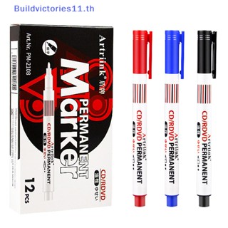 Buildvictories11 ปากกามาร์กเกอร์ หมึกลบได้ สีดํา ฟ้า แดง สําหรับเขียนบนกระดานไวท์บอร์ด กระจก สํานักงาน โรงเรียน TH