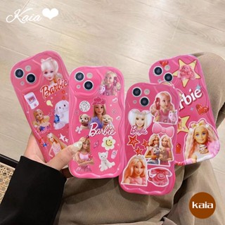 เคสโทรศัพท์มือถือ แบบนิ่ม ลายการ์ตูนเจ้าหญิงบาร์บี้ 3D สีแดงกุหลาบ สําหรับ IPhone 11 14 12 13 Pro Max 7Plus XR X 8 7 6 6s Plus SE 2020 XS Max