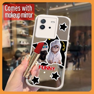 flower Makeup mirror Phone Case For VIVO IQOO Neo6/Neo6 SE/VIVO T2 Mirror surface luxurious Liquid silicone texture lovely