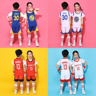 【Uhome】เสื้อกีฬาบาสเก็ตบอล ลายจรวด Golden State Warriors Curry Houston Rockets สําหรับเด็ก