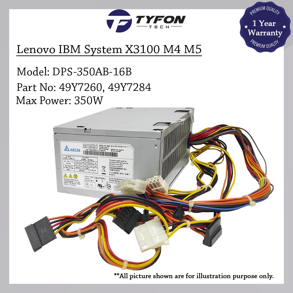 Lenovo IBM System X3100 M4 M5 แหล่งจ่ายไฟ PSU 350W DPS-350AB-16B 00AL205 49Y7260 49Y7284 (ตกแต่งใหม่