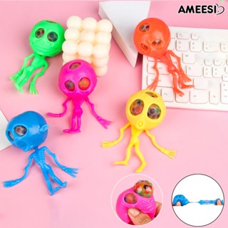 Ameesi 2 ชิ้น ตลก ฮาโลวีน บีบ ของเล่น ยืดหยุ่น กะโหลก เอเลี่ยน บีบ ของเล่นคลายเครียด ระบายอากาศ บอล ของเล่น ฮาโลวีน หลอก ของเล่น ถุงขนม ฟิลเลอร์ ปาร์ตี้ โปรดปราน