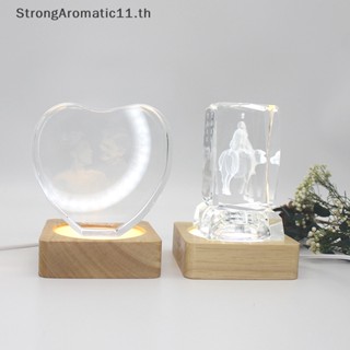 Strongaromatic ฐานโคมไฟ LED คริสตัล ทรงสี่เหลี่ยม สําหรับตกแต่งบ้าน 1 ชิ้น