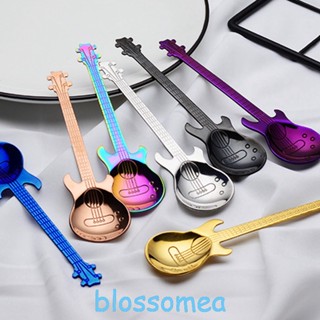 Blossomea 7 ชิ้น / เซต ช้อนสเตนเลส กีตาร์ เพลง บาร์ ขนมหวาน ช้อนกาแฟ