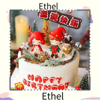 Ethel1 เครื่องประดับตกแต่งหน้าเค้ก รูปซานตาคลอส สโนว์แมน คริสต์มาส