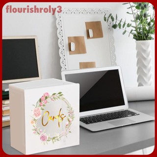 [Flourish] กล่องการ์ดอวยพรอะคริลิค พิมพ์ลายดอกไม้ ขนาด 5x9.8x9.8 นิ้ว หรูหรา สําหรับใส่บัตรของขวัญ งานแต่งงาน