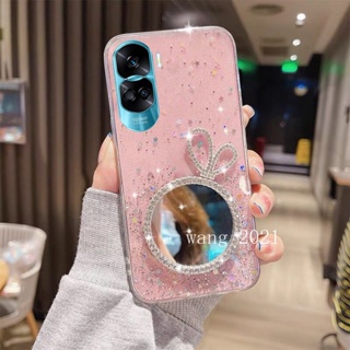 พร้อมส่ง ใหม่ เคสโทรศัพท์มือถือแบบนิ่ม ลายมงกุฎ พร้อมกระจกแต่งหน้า แฟชั่น สําหรับ Honor90 Honor 70 90 Lite 5G 2023 Honor 90 Lite