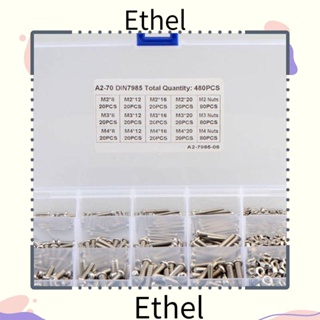 Ethel1 หัวกระทะฟิลลิปส์ 480 ชิ้น|ชุดสกรูสเตนเลส 304 8 มม. 12 มม. 16 มม. 20 มม. M2 M3 M4 และน็อต 12 ขนาด