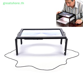 Greatshore แว่นขยาย A4 แฮนด์ฟรี 3x พร้อมไฟ LED อ่านหนังสือ TH