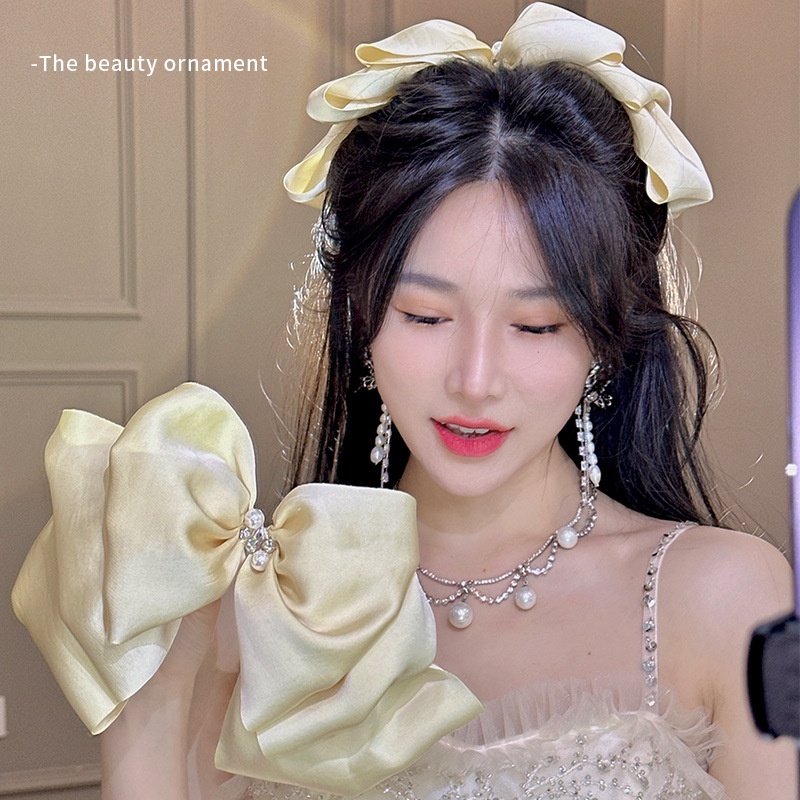 2023 ขายร้อน Gypsophila Streamer Gauze Bow Grab Clip Female - รูปที่ 4