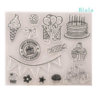 Blala แสตมป์ยางซิลิโคนใส ลาย Happy Birthday สําหรับตกแต่งสมุดภาพ DIY