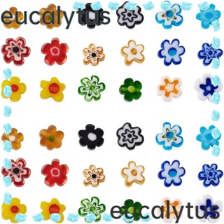 Eucalytus1 ลูกปัดแก้วอะคริลิค ลายดอกไม้ 6 มม. 116 ชิ้น พร้อมรู 1 มม.