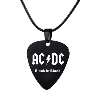 สร้อยคอเชือกหนัง AC DC จี้ปิ๊กกีตาร์ สไตล์ออสเตรเลีย ส่งไว YM